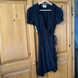Aritzia black wrap up dress